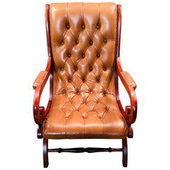Chippendale Chesterfield Armchair Leather Brown