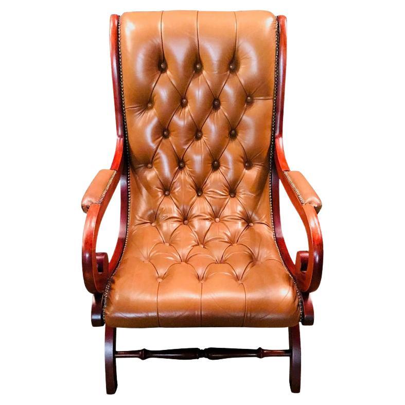 Chesterfield Armchair Leather Brown For Sale