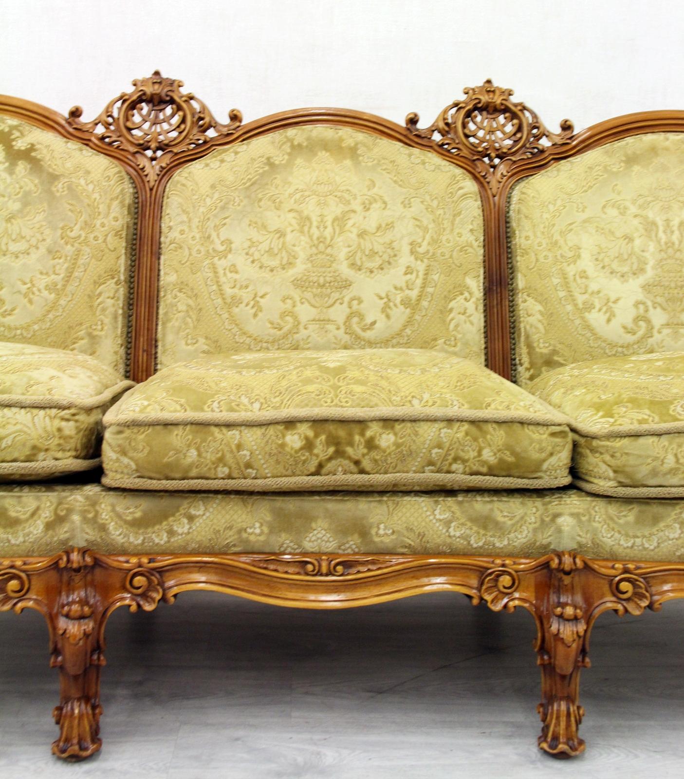 Chippendale Chesterfield Sofa Couch Armchair Baroque Antique Set In Good Condition For Sale In Lage, DE