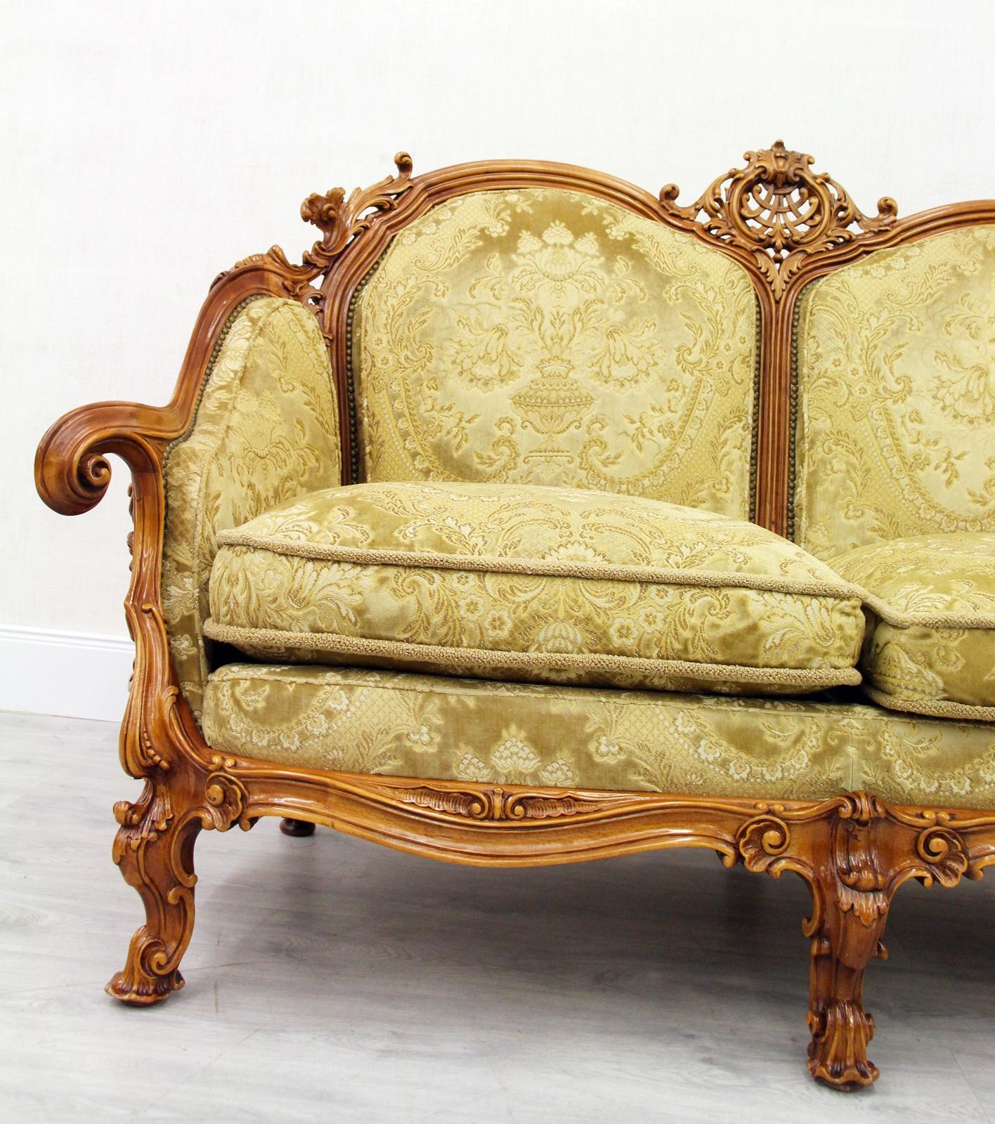 Late 20th Century Chippendale Chesterfield Sofa Couch Armchair Baroque Antique Set For Sale