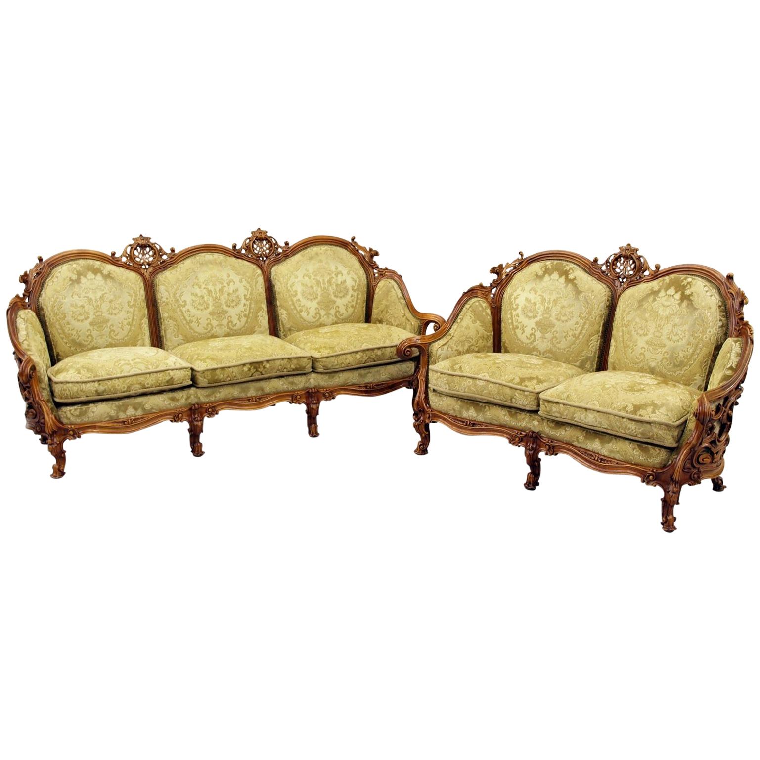 Chippendale Chesterfield Sofa Couch Armchair Baroque Antique Set For Sale