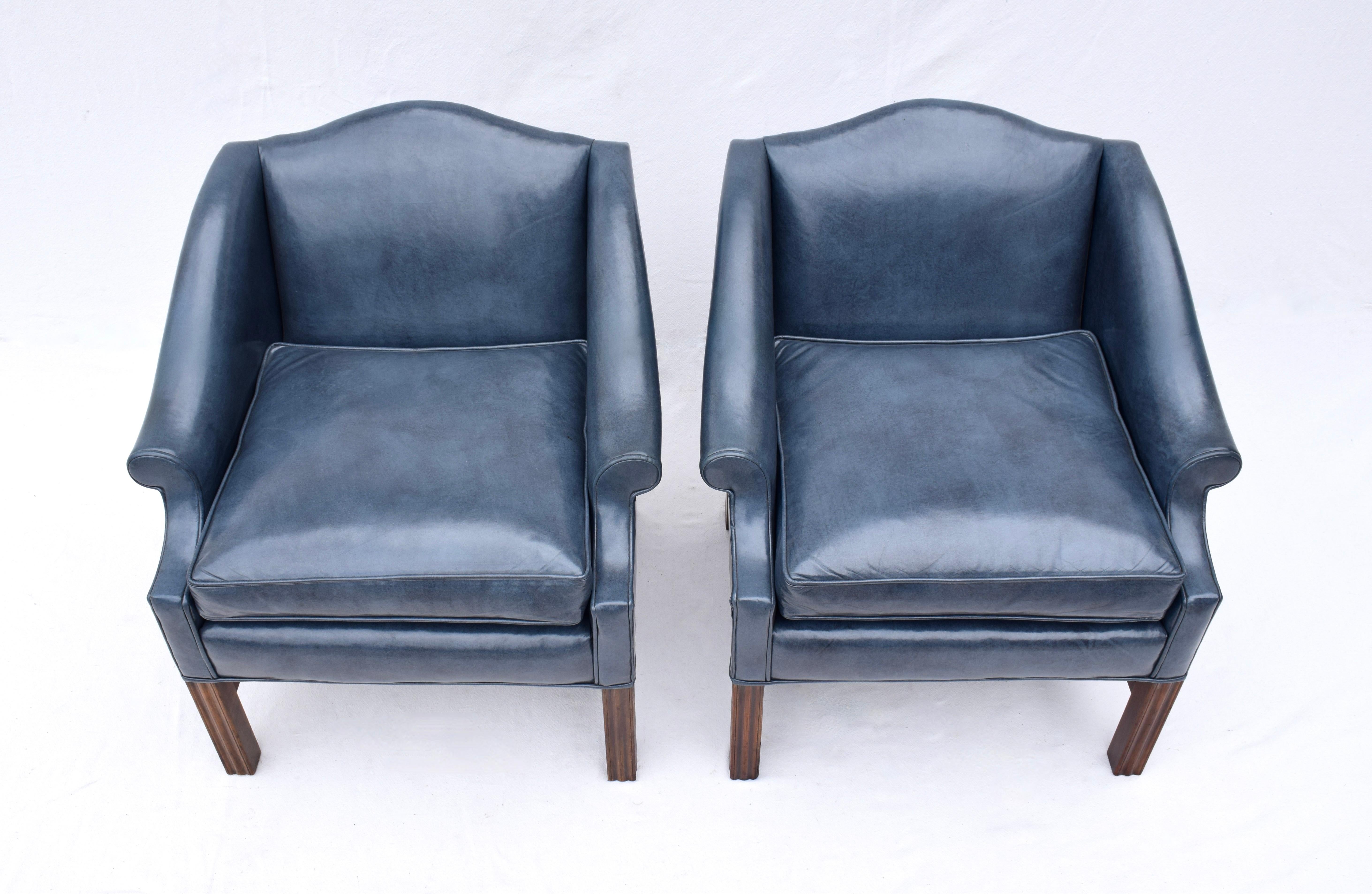 American Chippendale Chesterfield Style Club Chairs