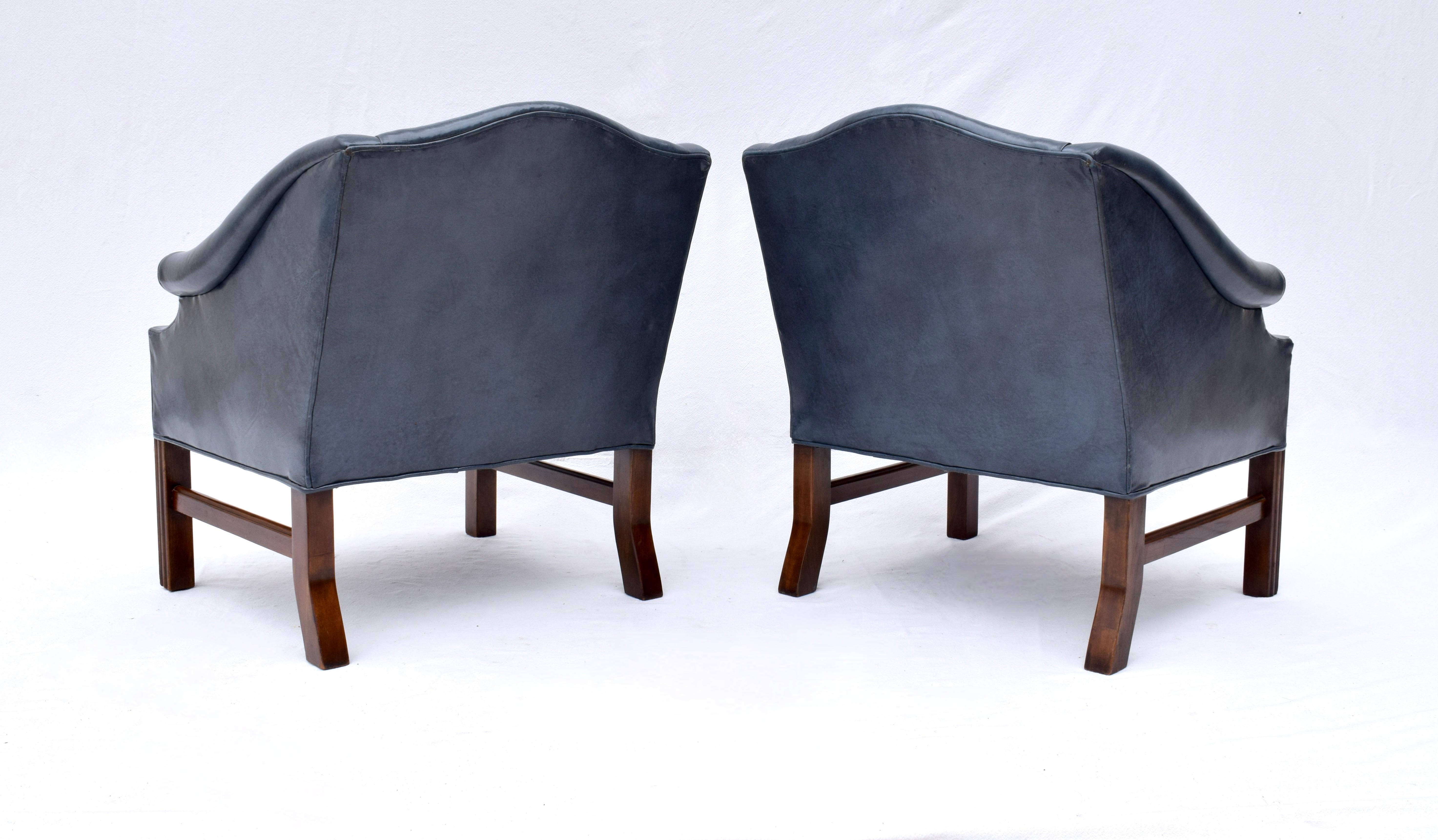 Faux Leather Chippendale Chesterfield Style Club Chairs