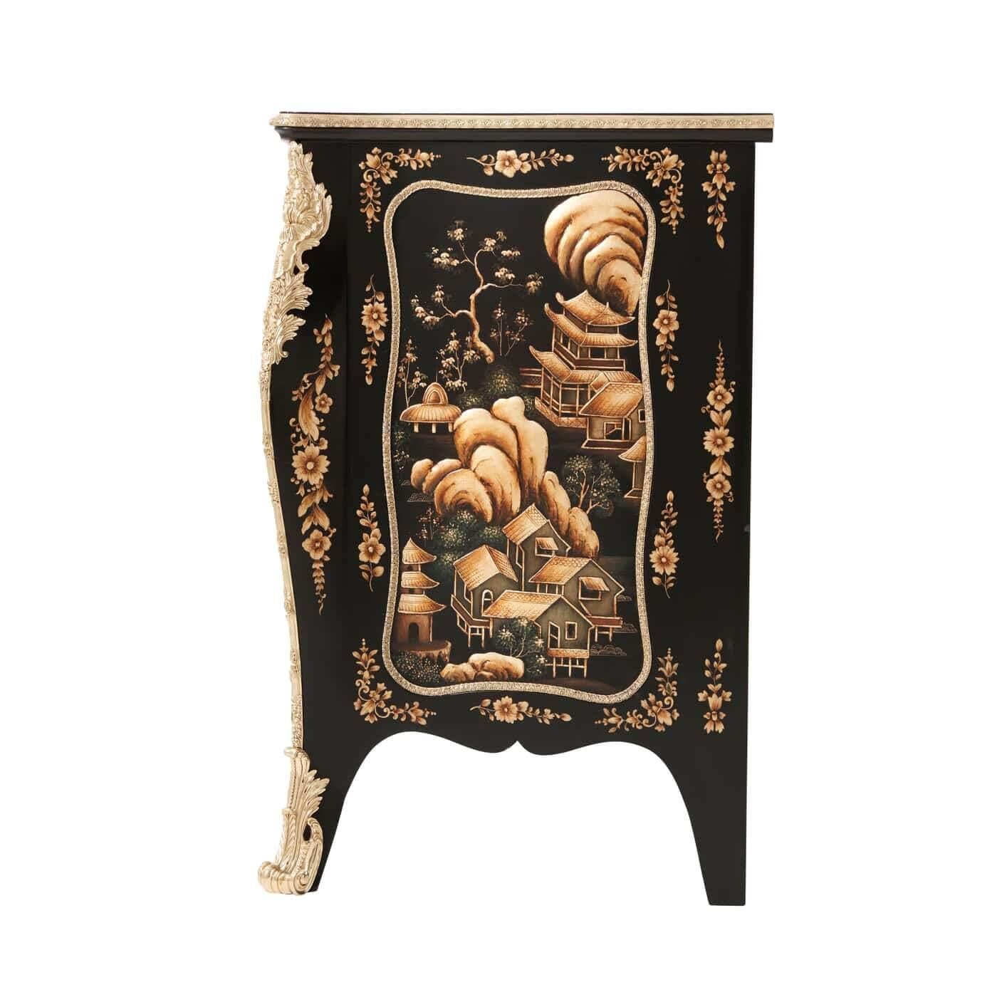 Wood Chippendale Chinoiserie Cabinet