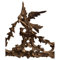 Chippendale Chinoiserie Style Carved Giltwood Bird Mirror, Italy