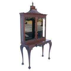 Antique Chippendale Chinoiserie Style Mahogany Cupboard on Stand