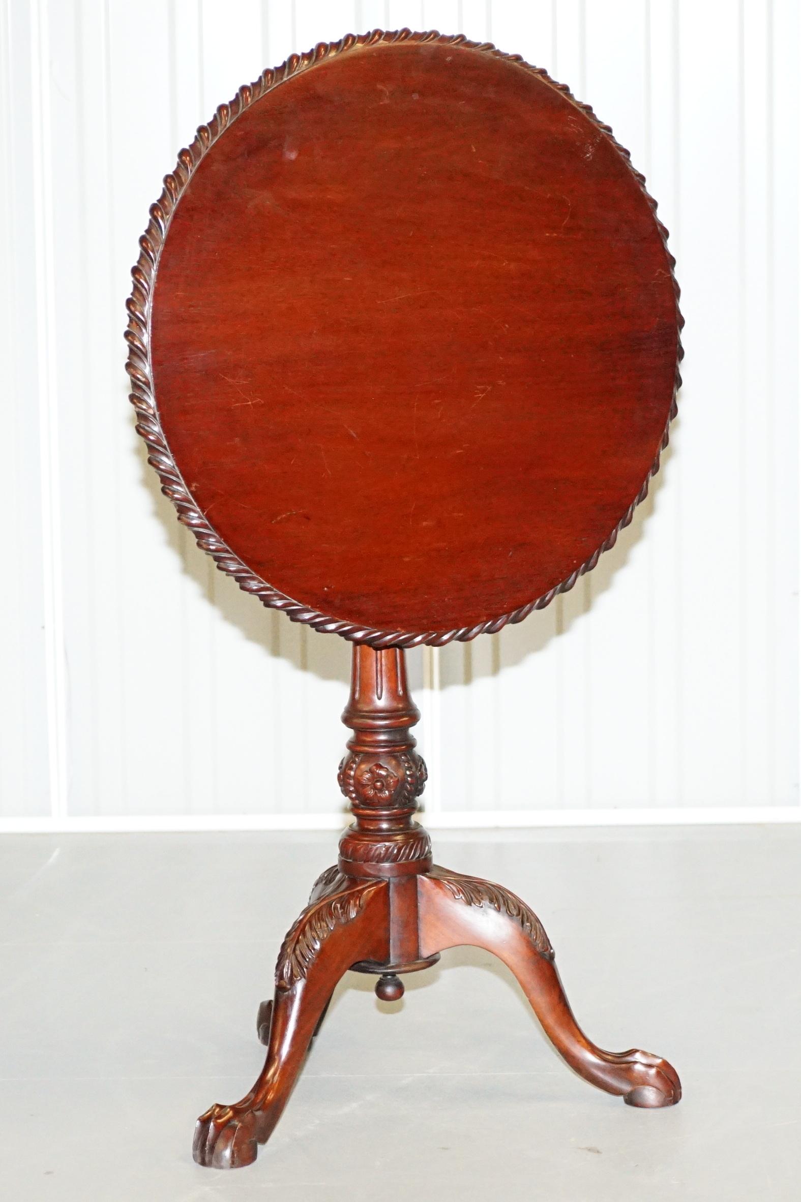 Chippendale Claw & Ball Feet 18th Century Style Tripod Tilt Top Table Birdcage For Sale 7