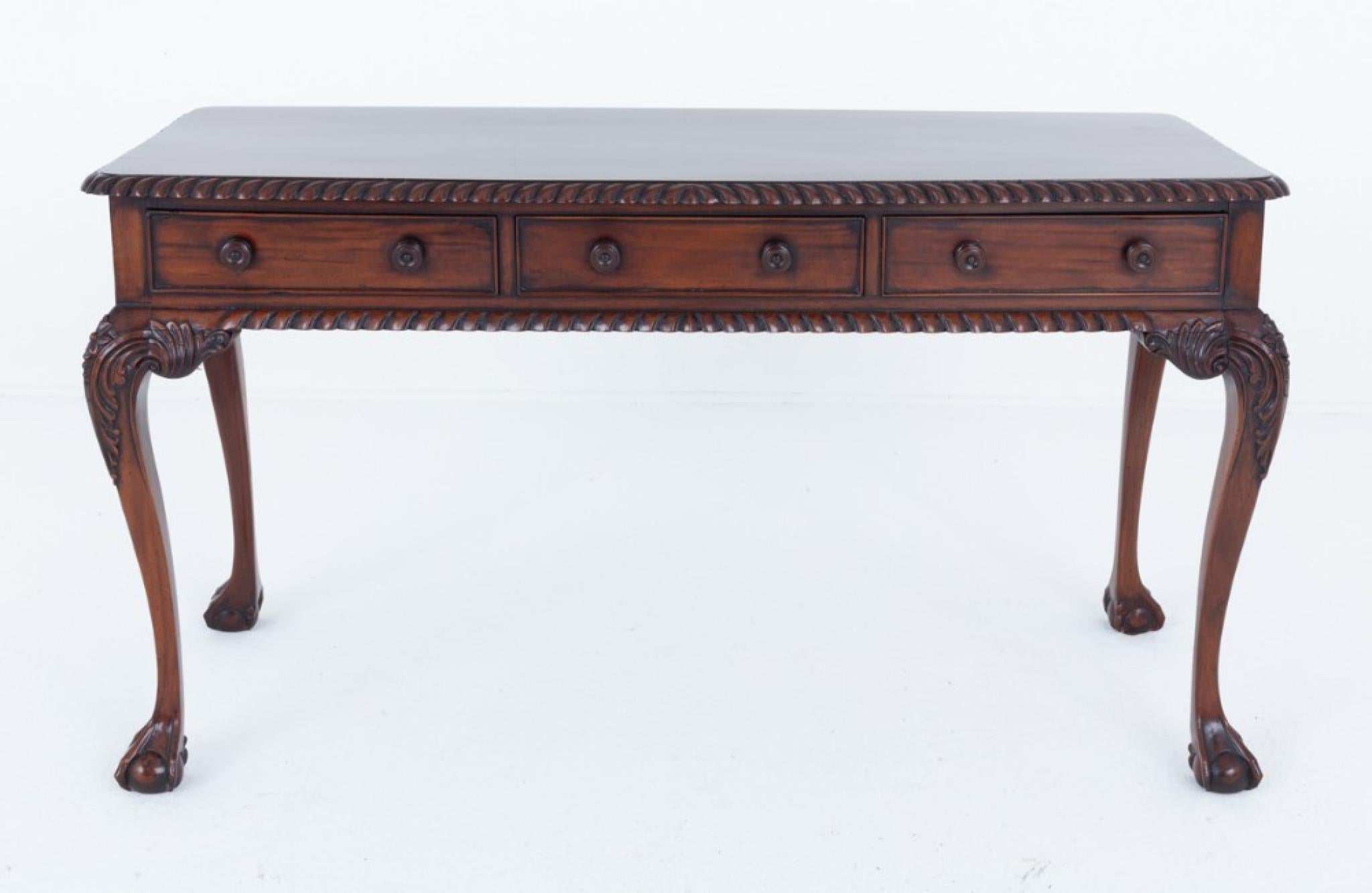 Chippendale Console Table Mahogany Revival Side Ball and Claw For Sale 1