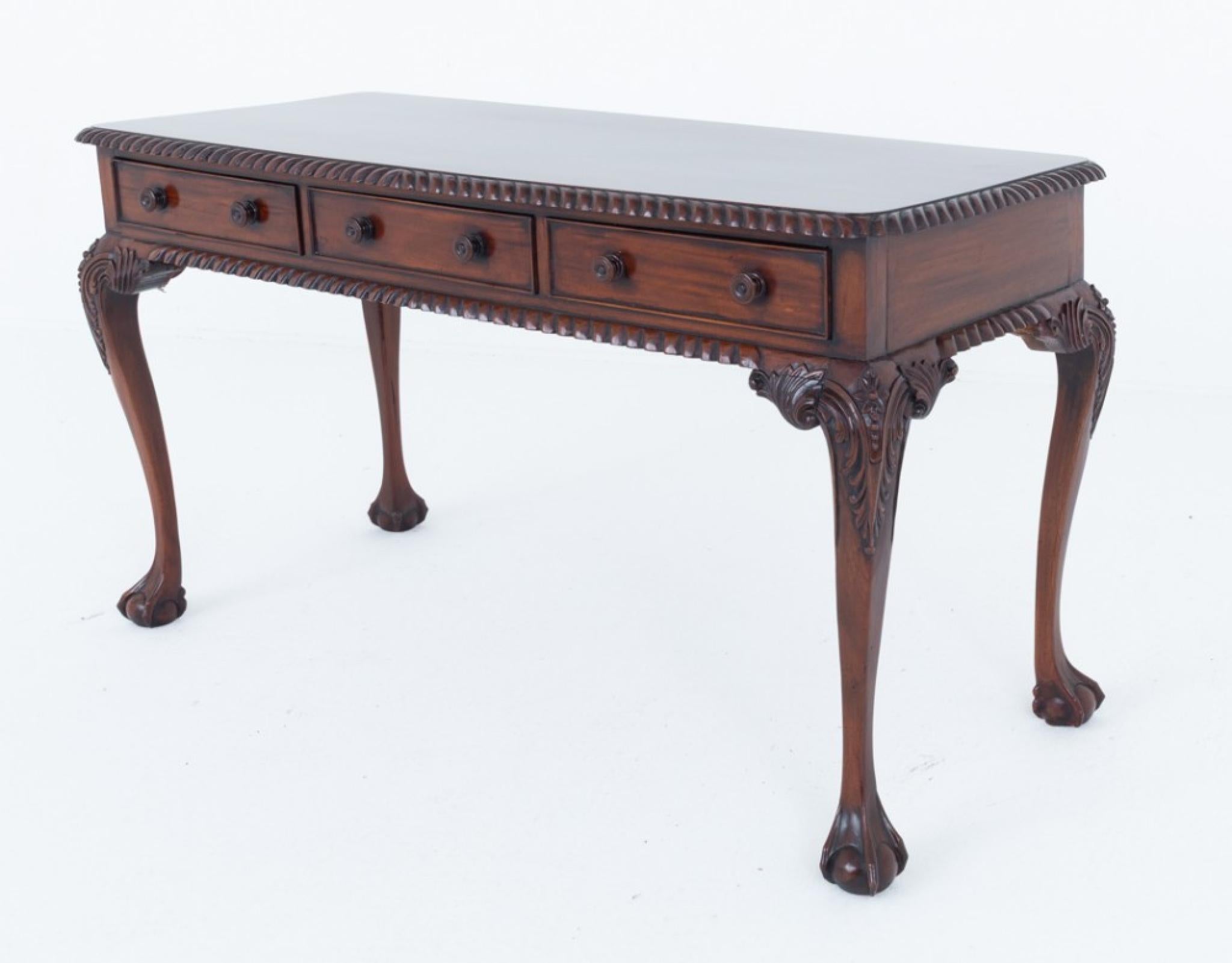 Chippendale Console Table Mahogany Revival Side Ball and Claw For Sale 3