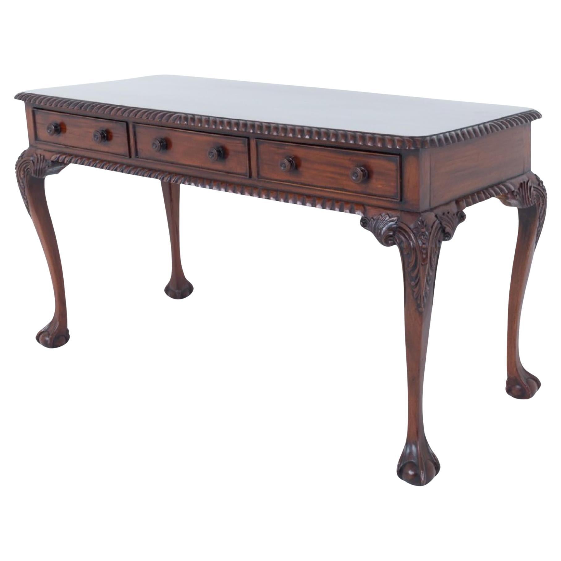 Chippendale Console Table Mahogany Revival Side Ball and Claw For Sale