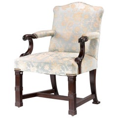 Chippendale Design Mahogany Framed Library Chair