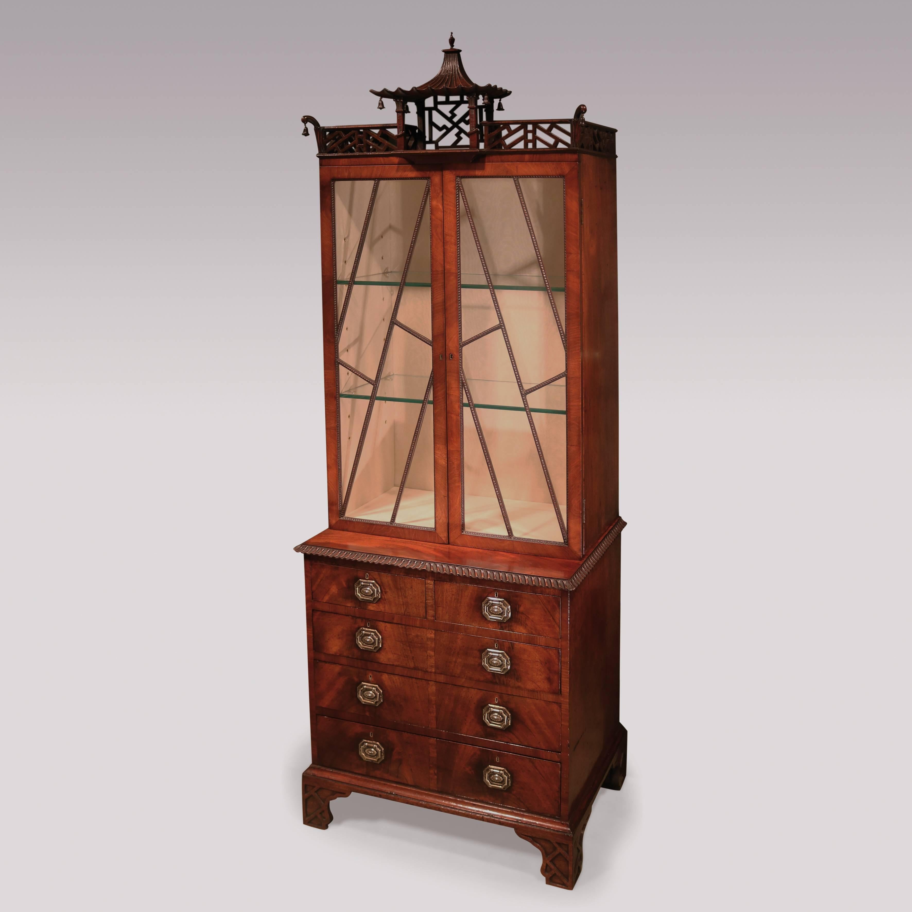 Chippendale Design Mahogany Display Bookcase 2