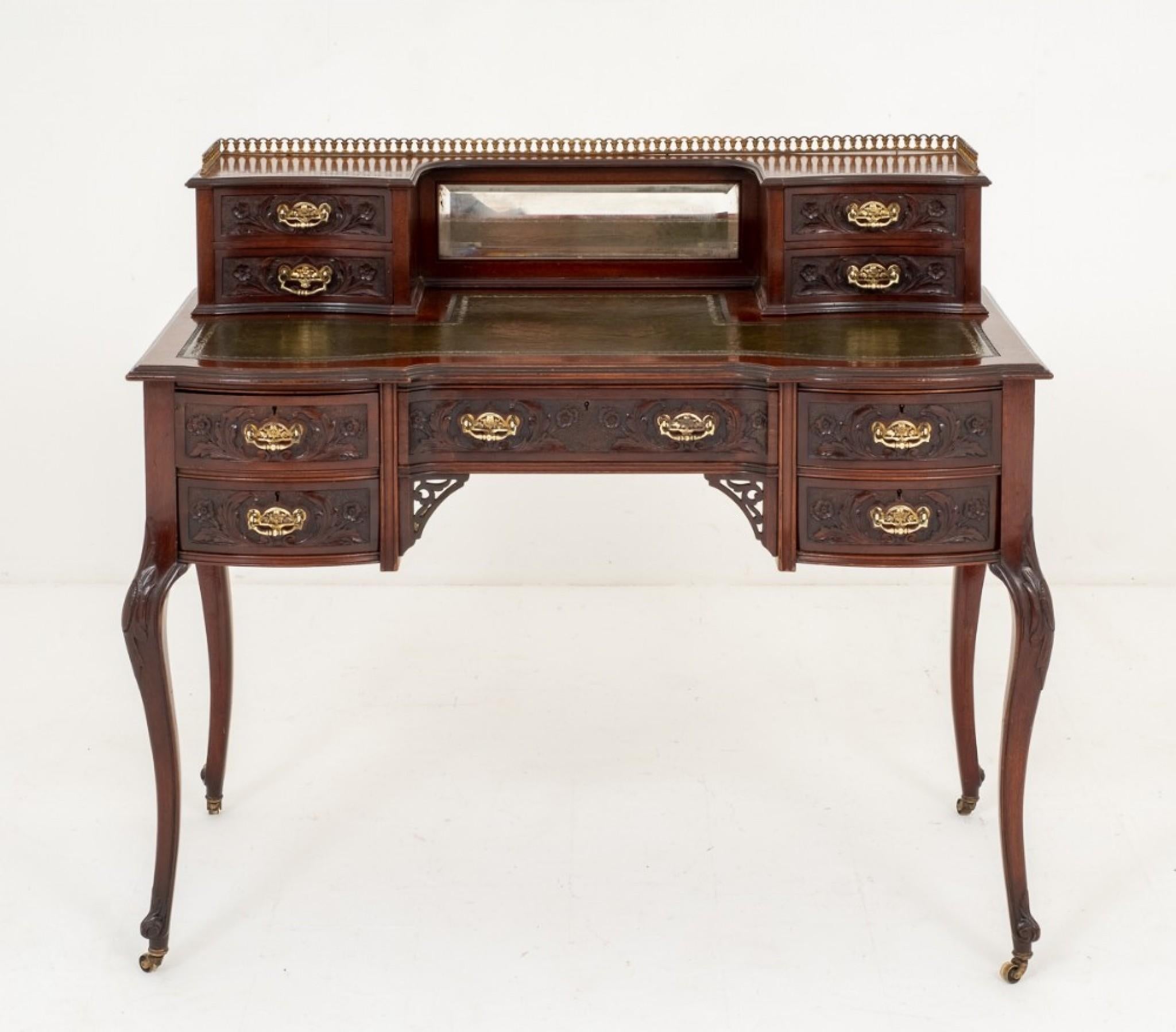 Chippendale Desk, Mahogany Writing Table Antique, 1890 For Sale 8