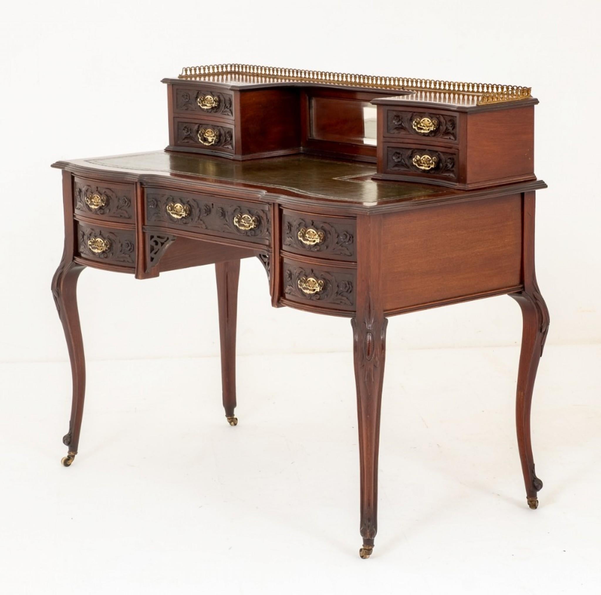 Chippendale Desk, Mahogany Writing Table Antique, 1890 For Sale 3