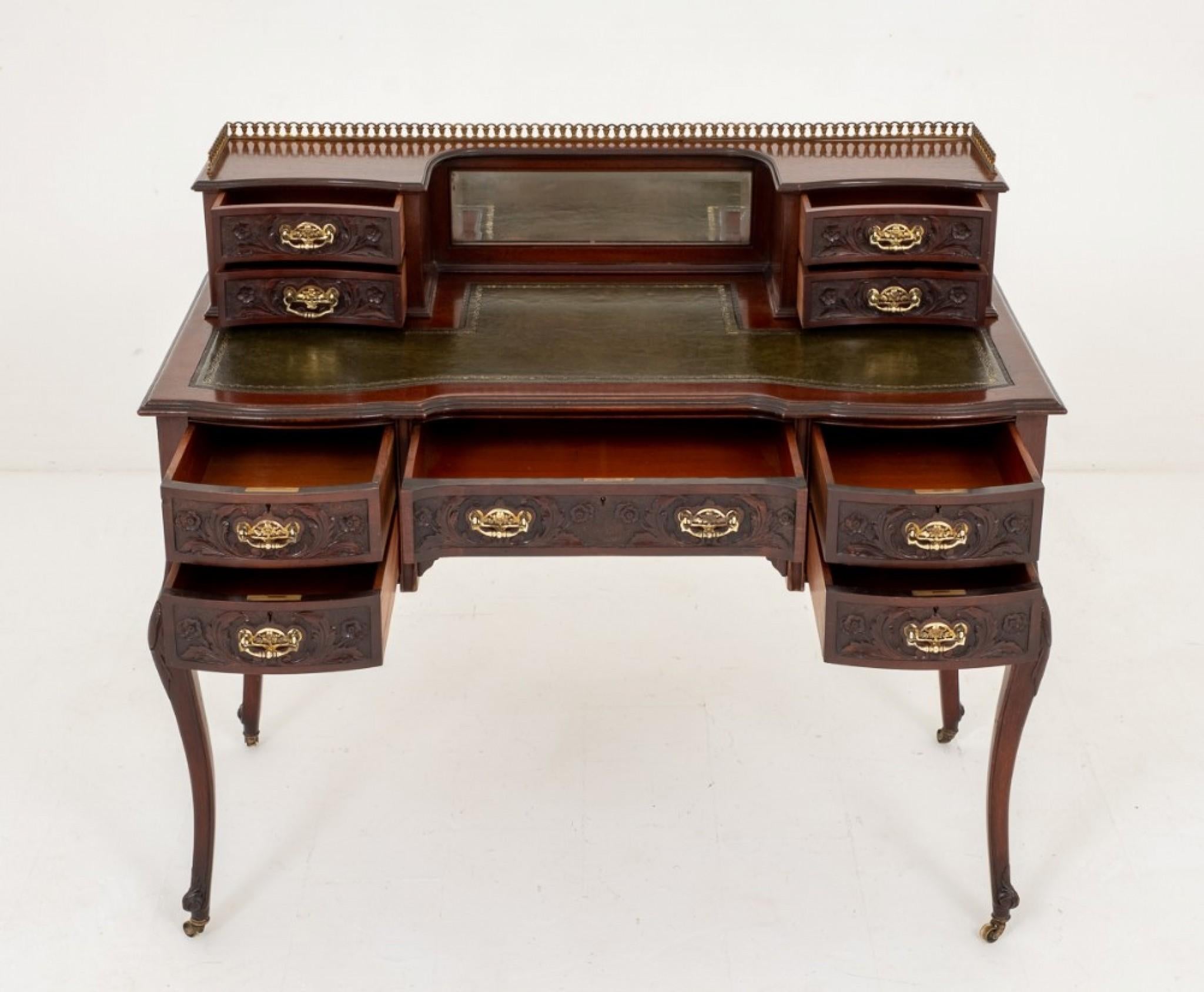 Chippendale Desk, Mahogany Writing Table Antique, 1890 For Sale 4