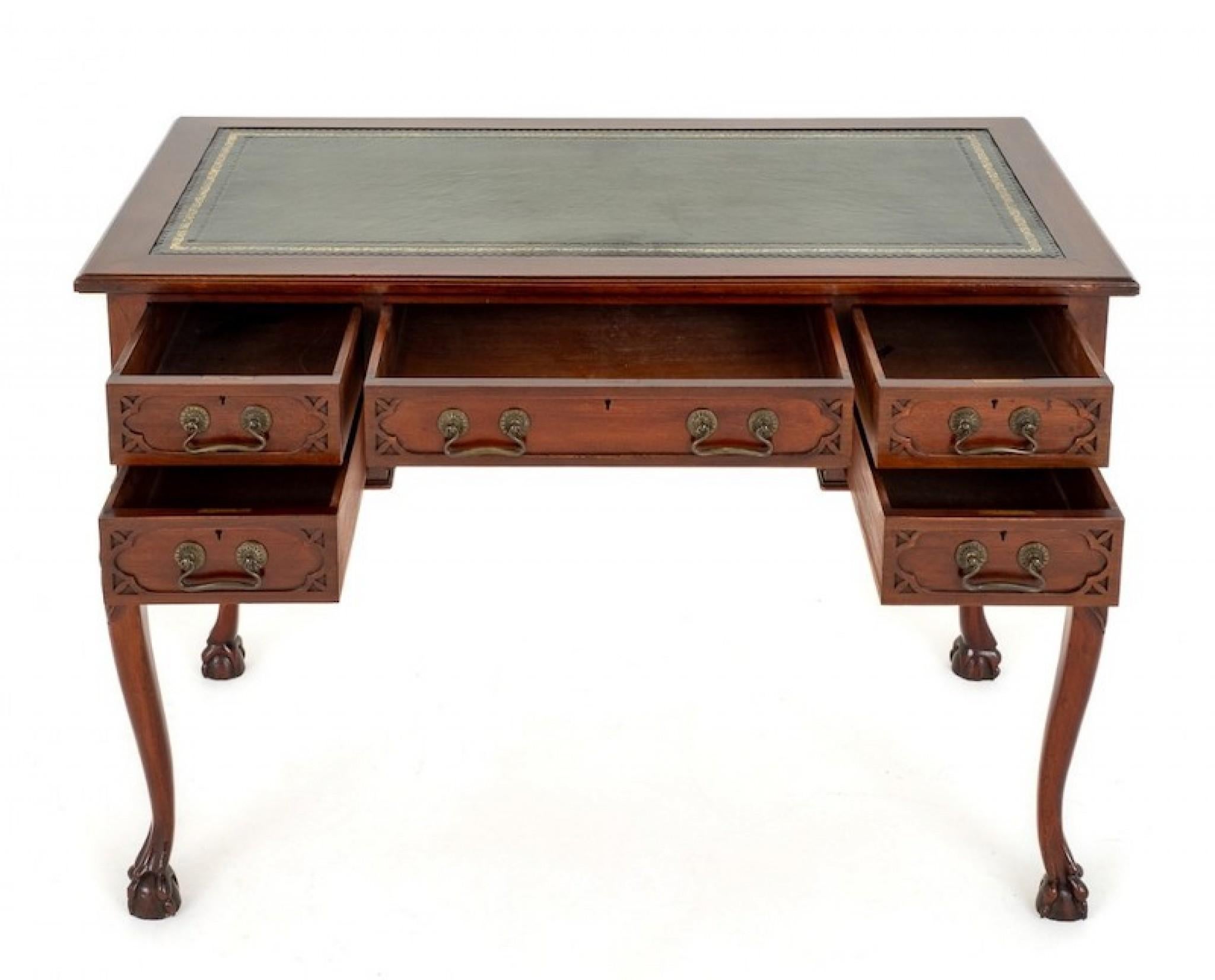 Chippendale Desk Mahogany Writing Table Ball and Claw In Good Condition For Sale In Potters Bar, GB