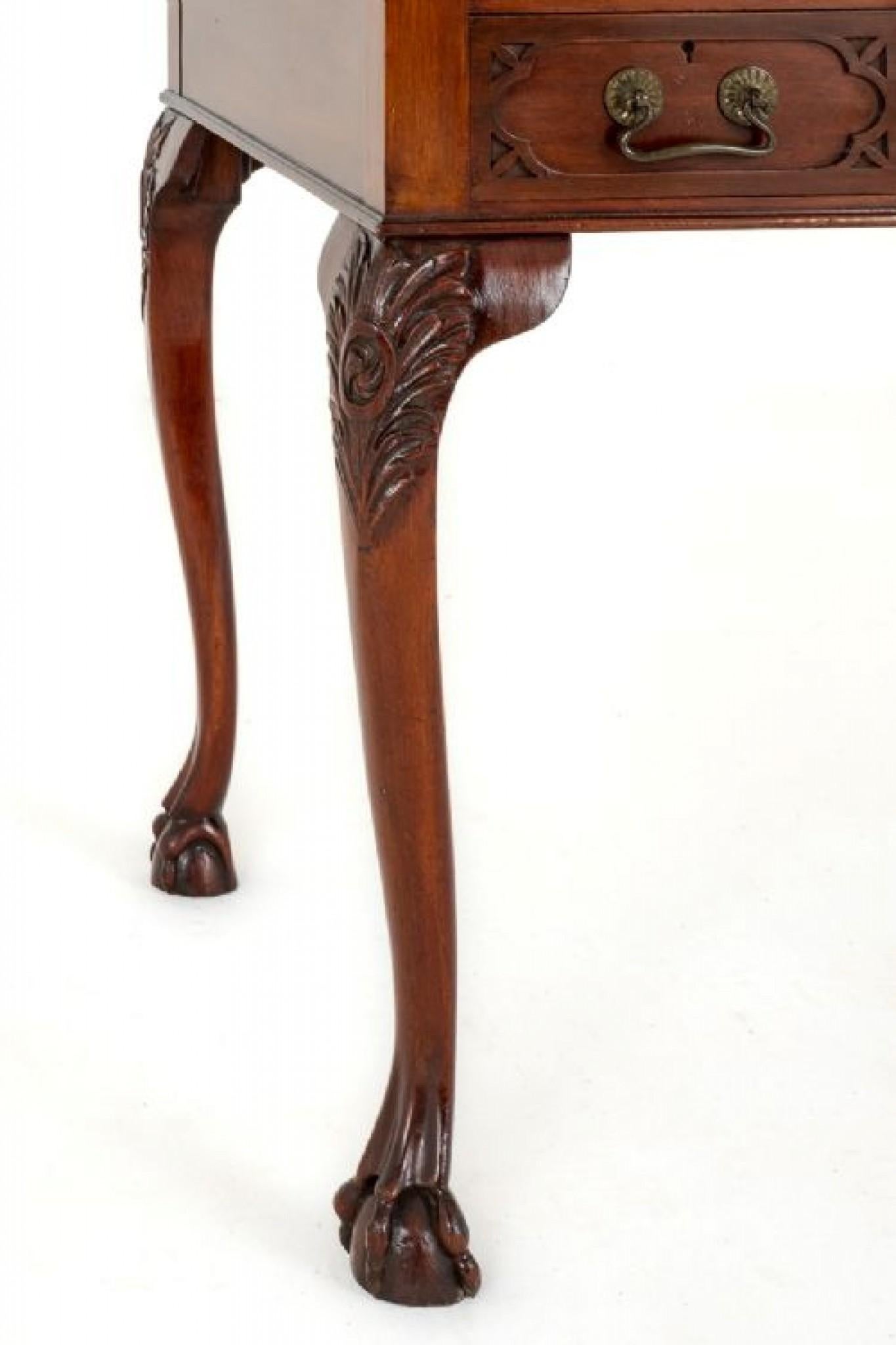 Early 20th Century Chippendale Desk Mahogany Writing Table Ball and Claw For Sale