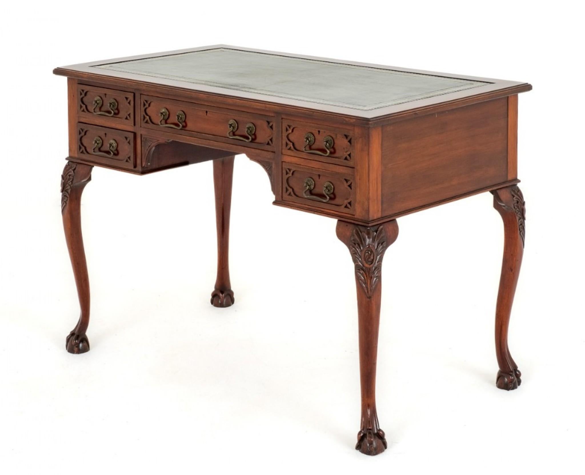 Chippendale Desk Mahogany Writing Table Ball and Claw For Sale 4