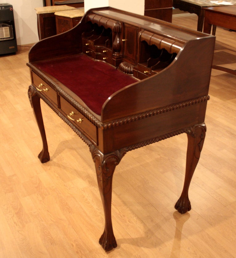 Chippendale Desk Table Secretary Office Velvet, 1950, England, Italy ...