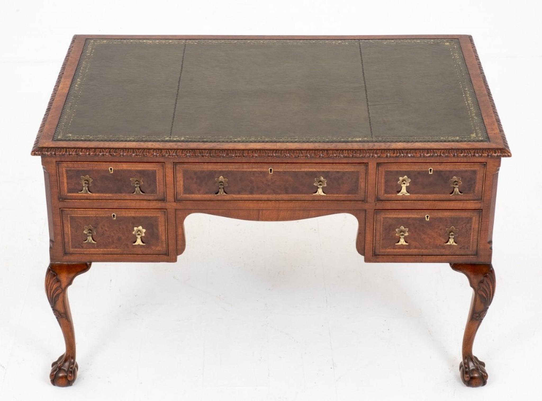 Chippendale Desk Writing Table Walnut Antique For Sale 4