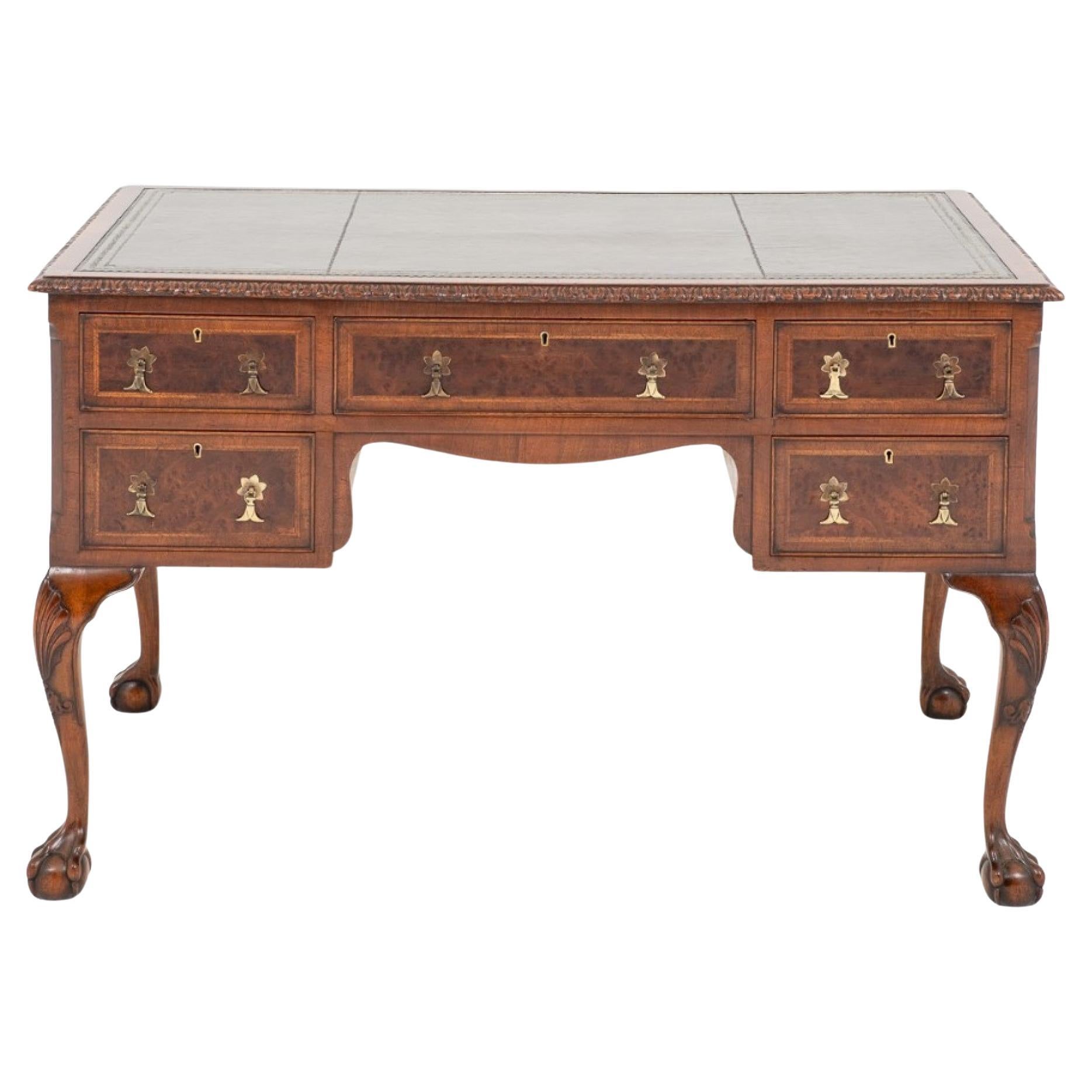Chippendale Desk Writing Table Walnut Antique For Sale