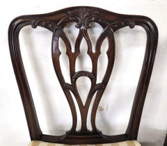 Chippendale Dining Chairs Antique 1800s Mahogany, Set of 6