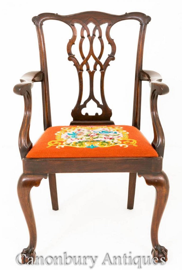 Chippendale Dining Chairs, Antique Mahogany Set 8 For Sale at 1stDibs