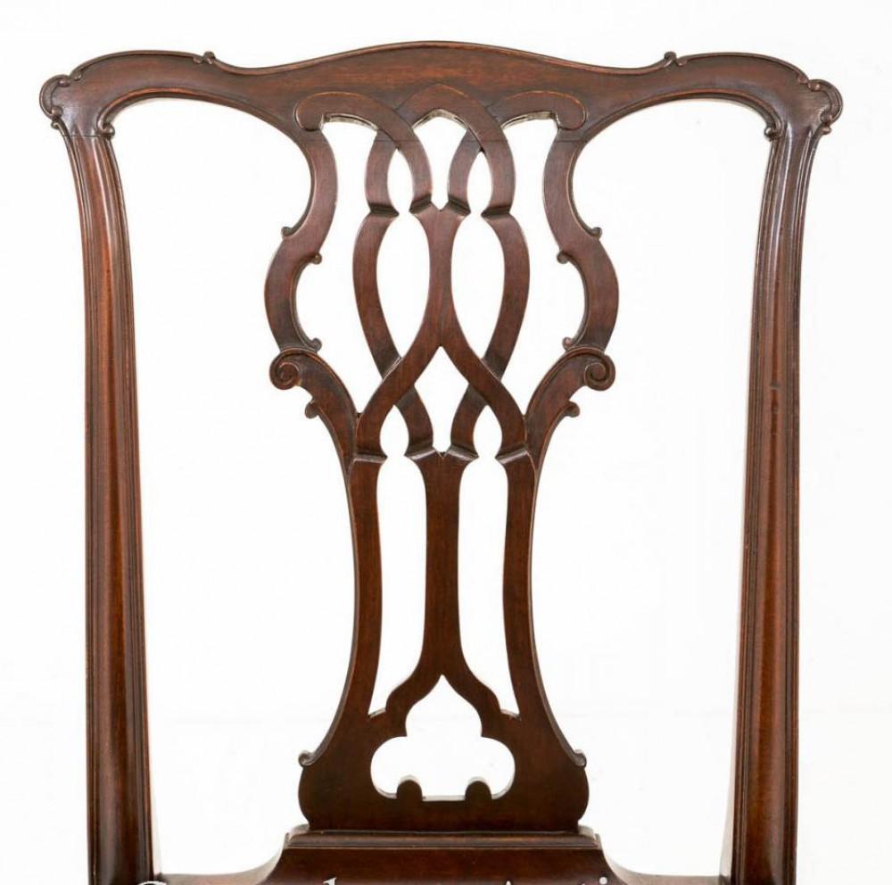 Chippendale Dining Chairs - Antique Mahogany Set 8 For Sale 1