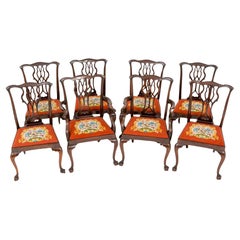 Chippendale Dining Chairs - Antique Mahogany Set 8
