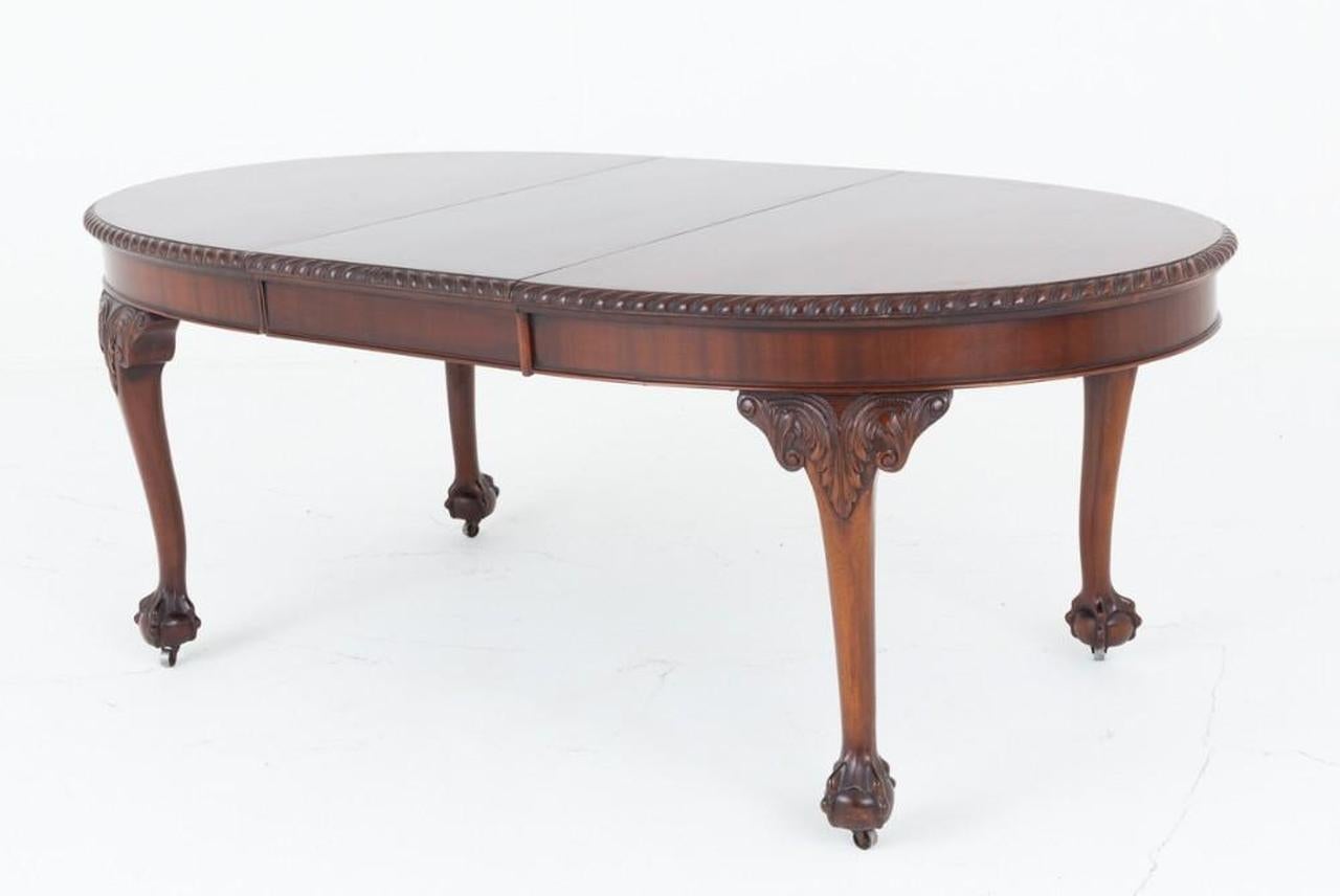 Late 20th Century Chippendale Dining Table Extending Mahogany 1890 Revival For Sale