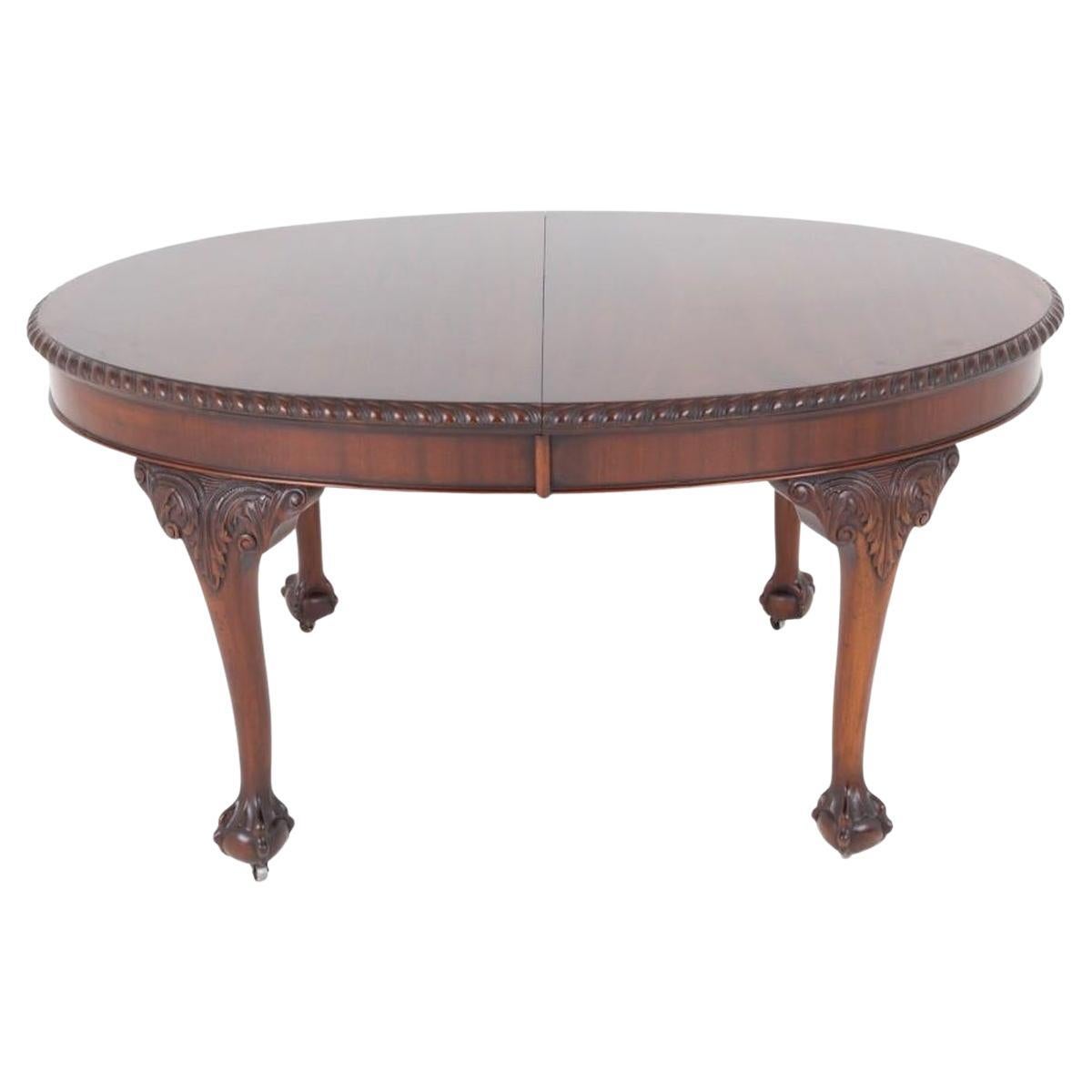 Chippendale Dining Table Extending Mahogany 1890 Revival For Sale