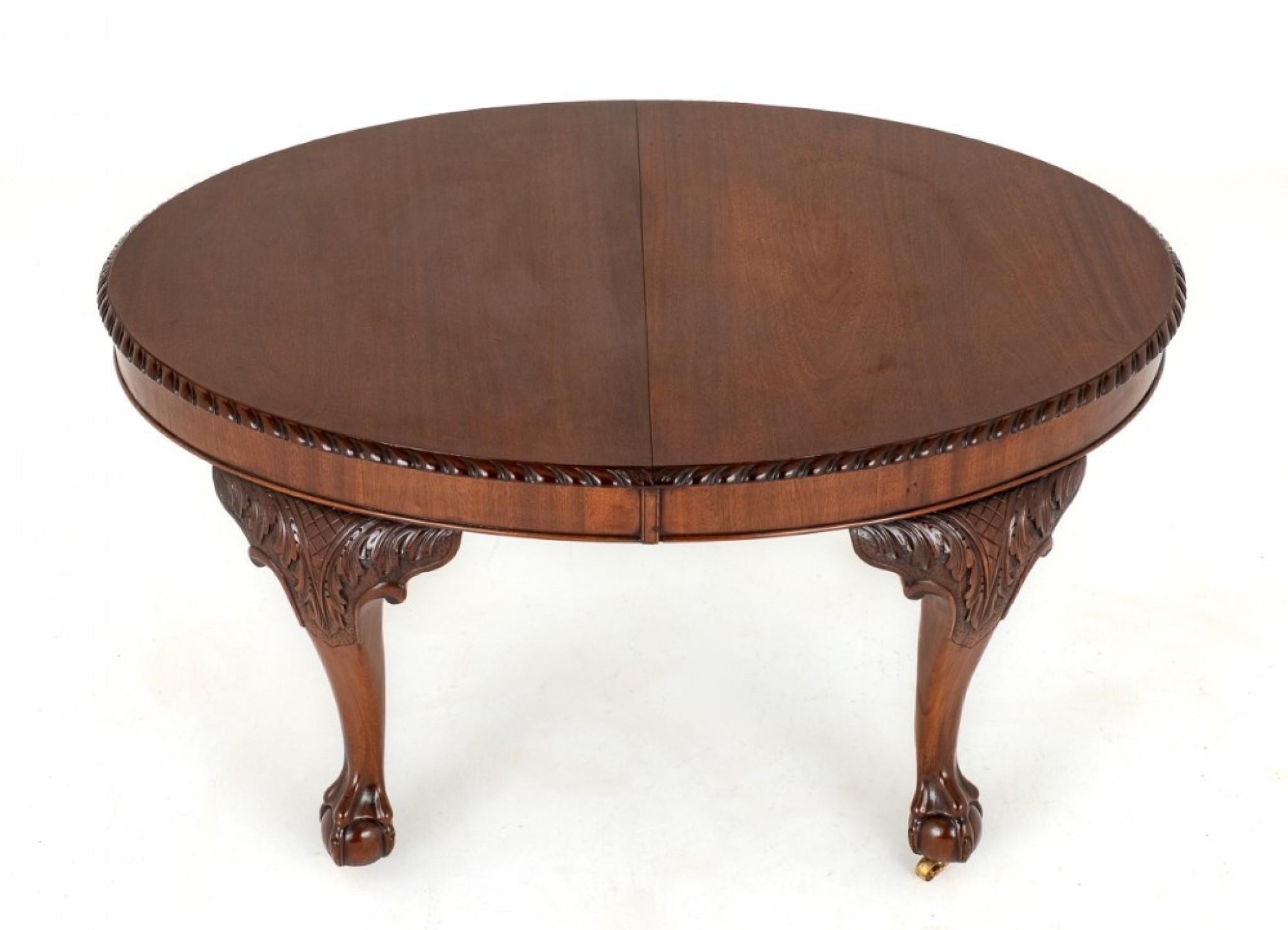 Chippendale Dining Table Mahogany Exending 1890 Ball and Claw 2