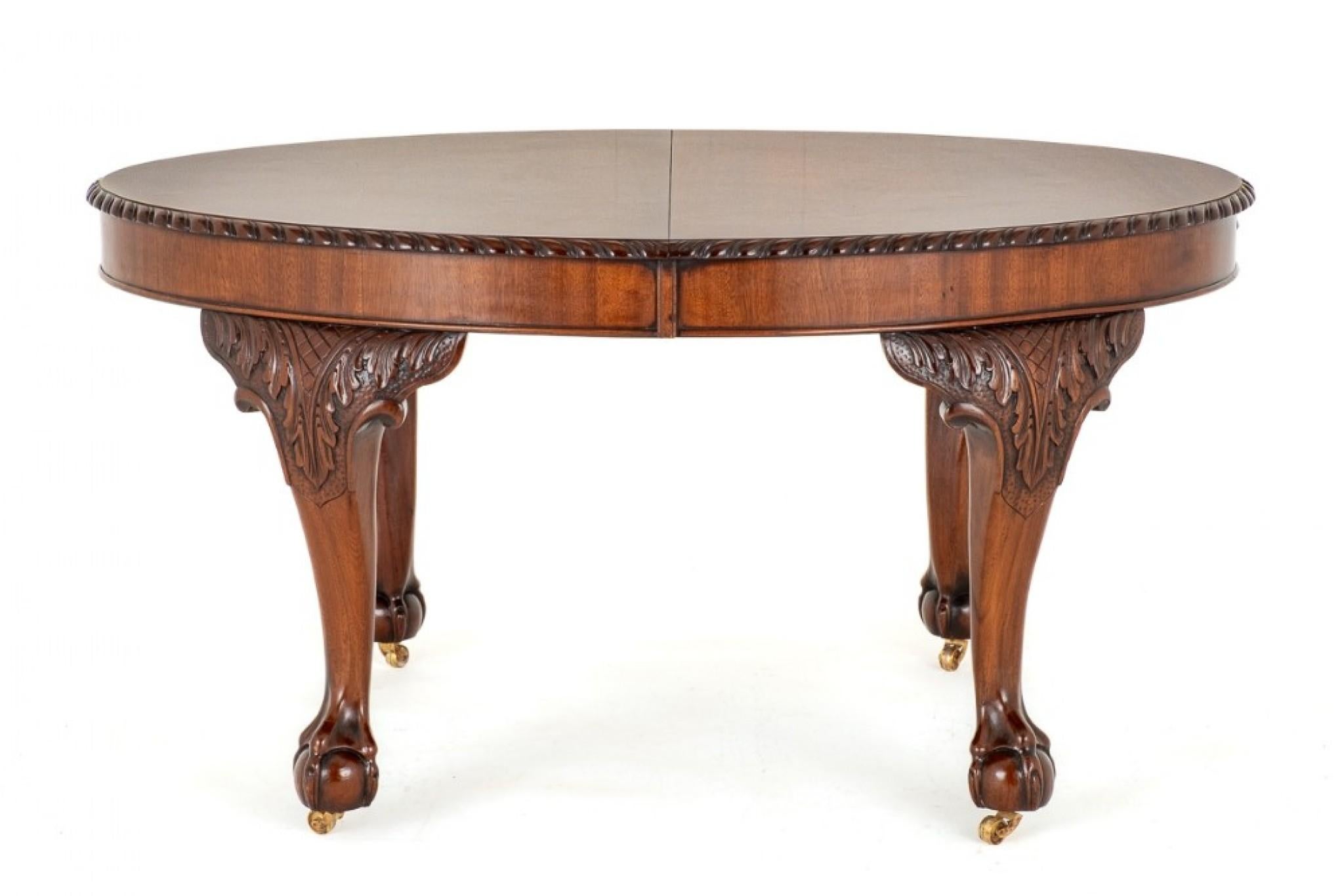 Chippendale Dining Table Mahogany Exending 1890 Ball and Claw 4