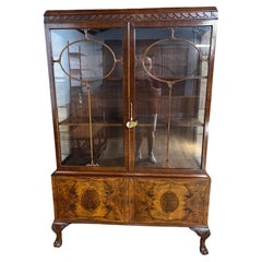 Chippendale Display Cabinet Bookcase Walnut Used 1900