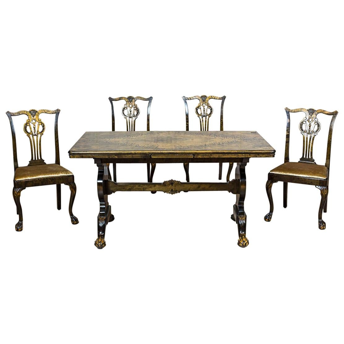 Chippendale Extended Table with Chairs, circa 1950s-1960s For Sale