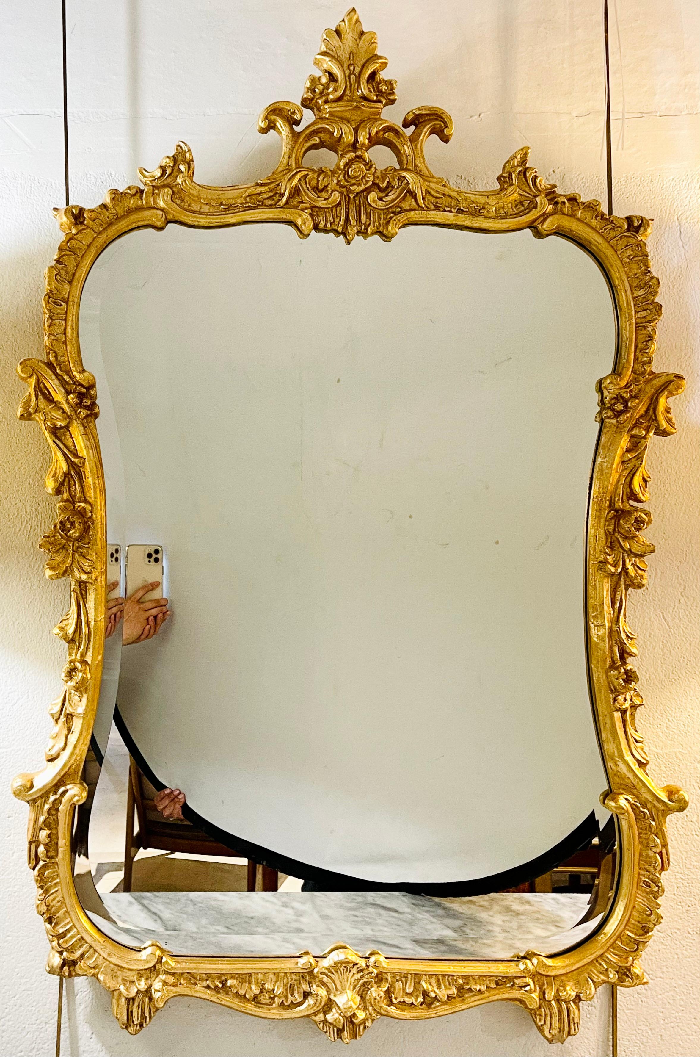 Giltwood Chippendale Fashioned Console Mirror by Friedman Bros