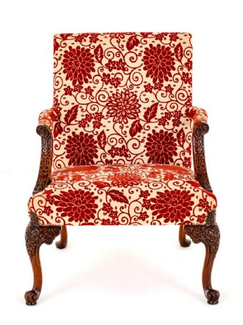 Chippendale Gainsborough Chair Mahogany 1920 In Good Condition In Potters Bar, GB