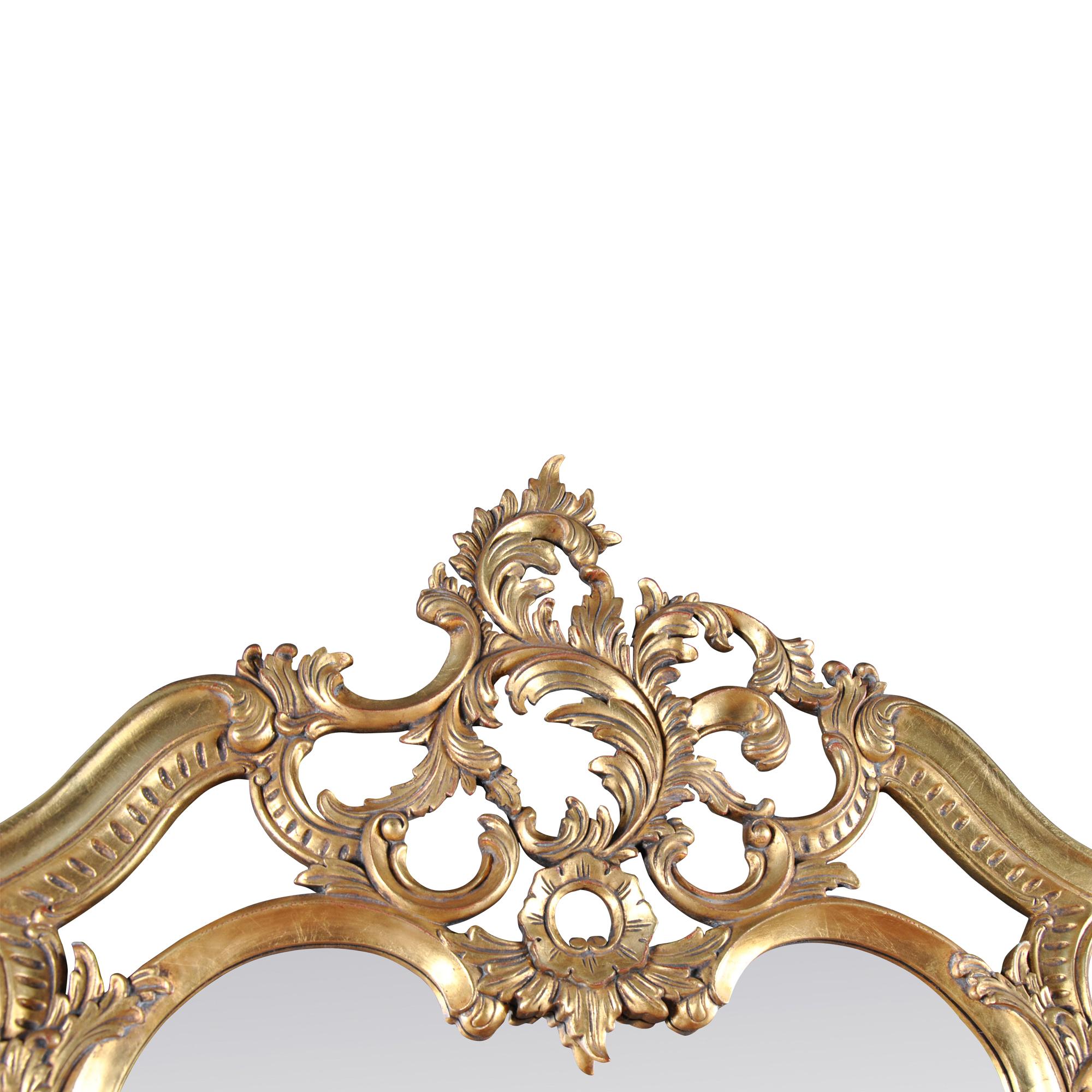 Hand-Carved Chippendale Gold Leaf Mirror  For Sale