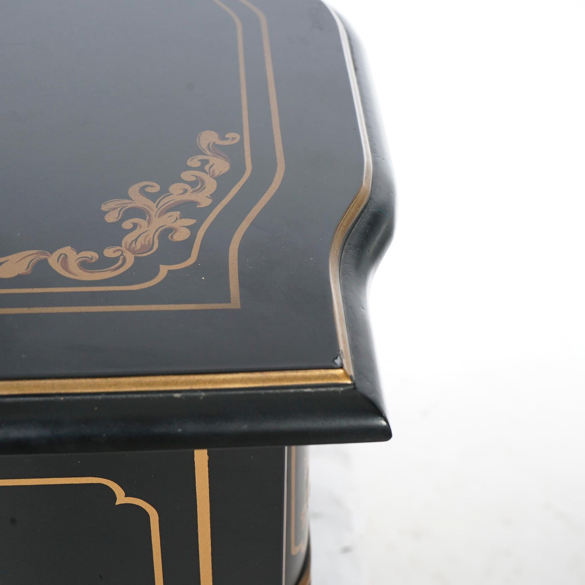 Chippendale Habersham Chinoiserie Decorated Ebonaized Block Front Chest 20th C 10