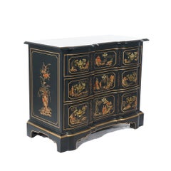 Chippendale Habersham Chinoiserie Decorated Ebonaized Block Front Chest 20th C