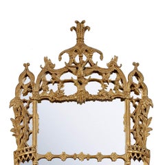 Chippendale Style Gilt Wood Rectangular Hand-Carved Mirror, Spain, 1970