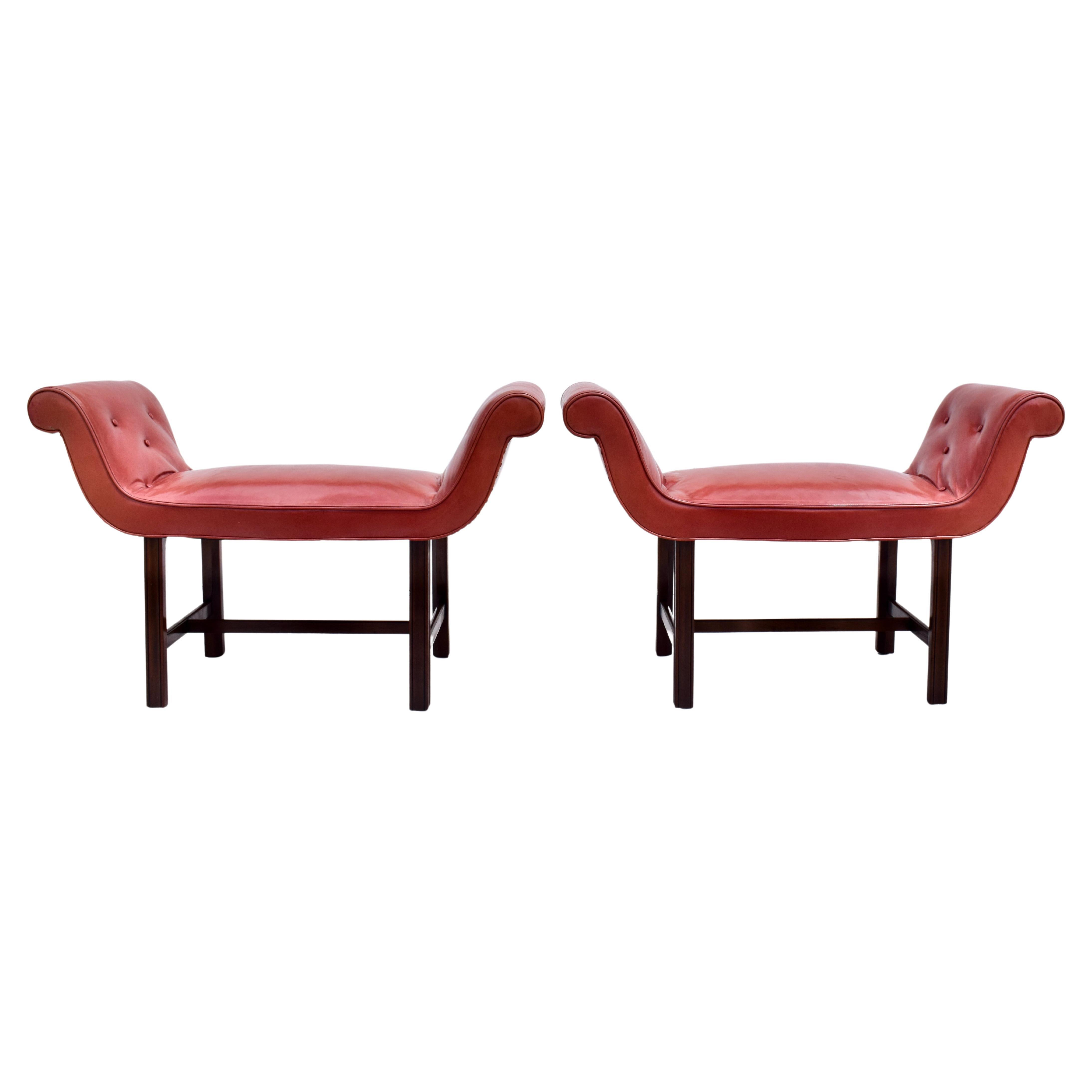 English Leather Saddle Seat Window Benches For Sale