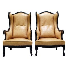 Chippendale Ledersessel Antik Vintage Englisch Sessel Ohrensessel