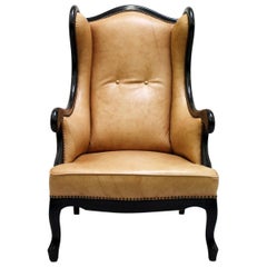 Chippendale Ledersessel Antik Vintage Englische Sessel Ohrensessel