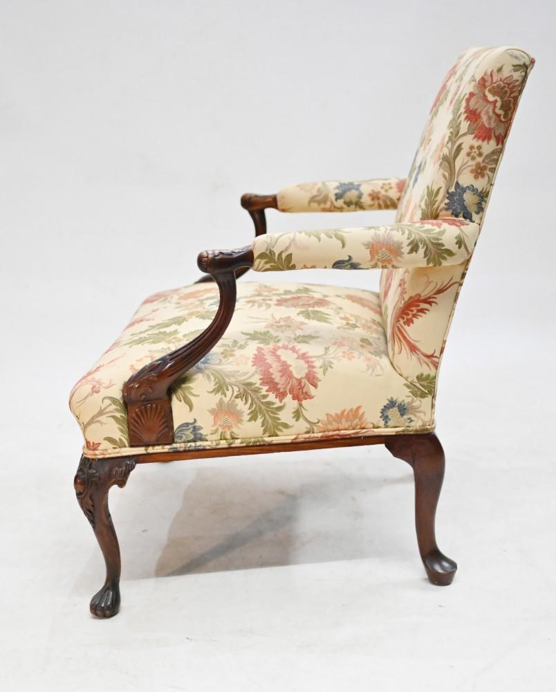 Chippendale Library Chair Mahogany Desk Seat 1890 In Good Condition For Sale In Potters Bar, GB