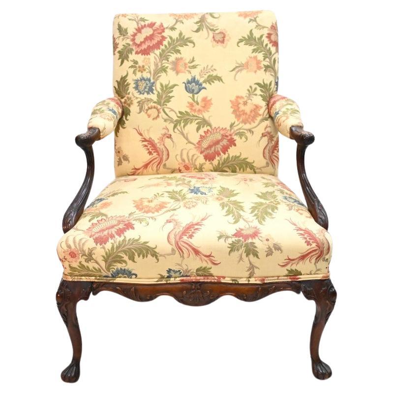 Silla de biblioteca Chippendale Asiento de escritorio de caoba 1890