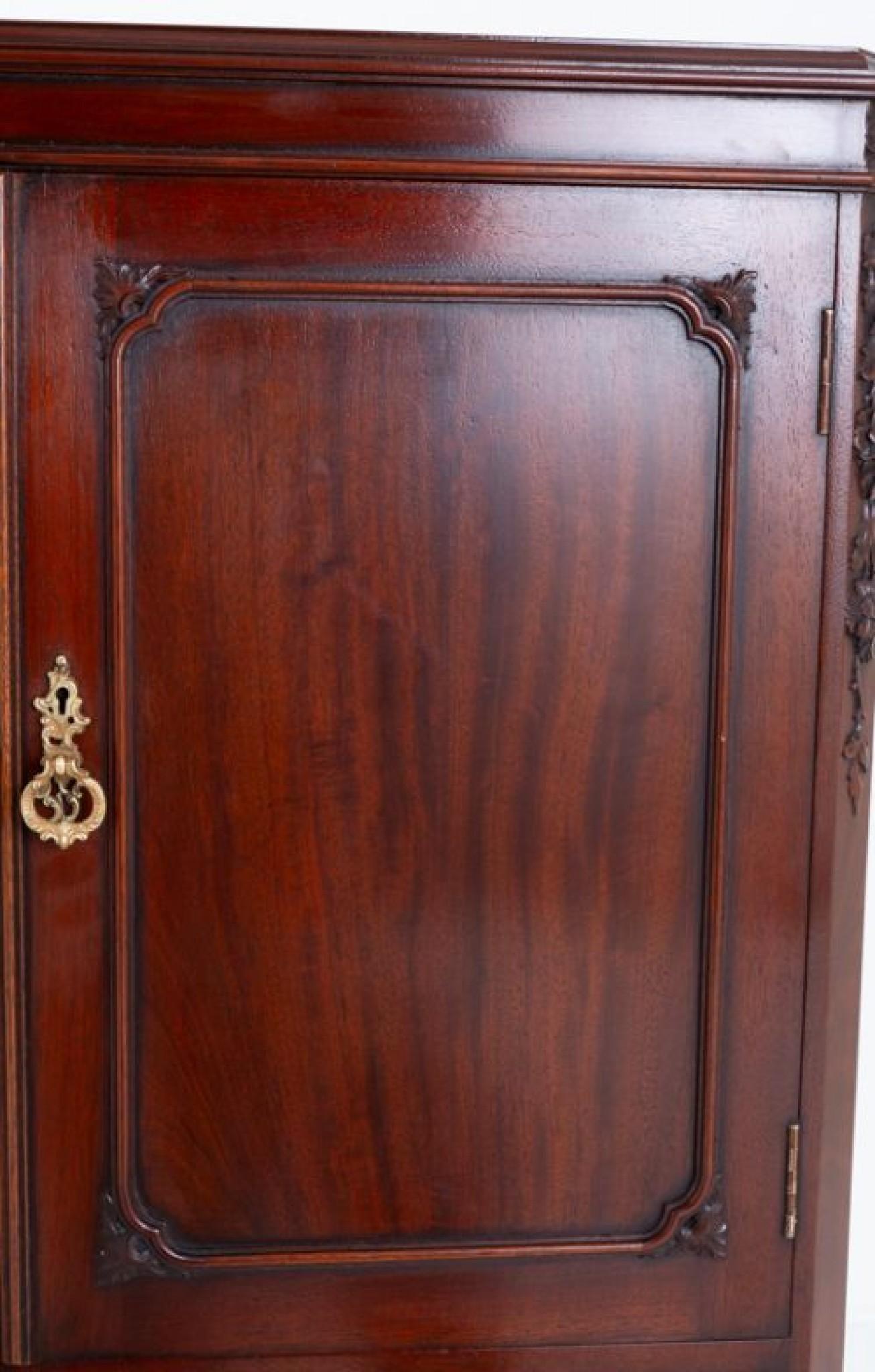Early 20th Century Chippendale Linen Cabinet Mahogany Closet Cupboard Lambs of Manchester For Sale