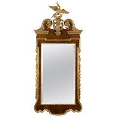 Chippendale Mahogany and Gilded Wood Constitution Mirror with Phoenix, circa 1770