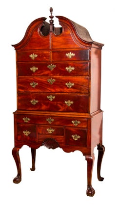 Chippendale Mahogany Bonnet-Top Highboy, Original Finial, Newport, RI