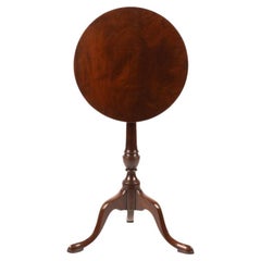 Antique Chippendale Mahogany Circular Tilt Top Candle Stand, 1770